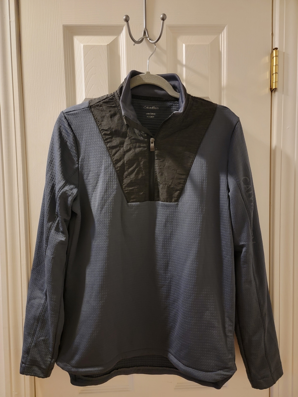 Calvin Klein Men's Quarter-Zip Pullover - Slate Blue & Black